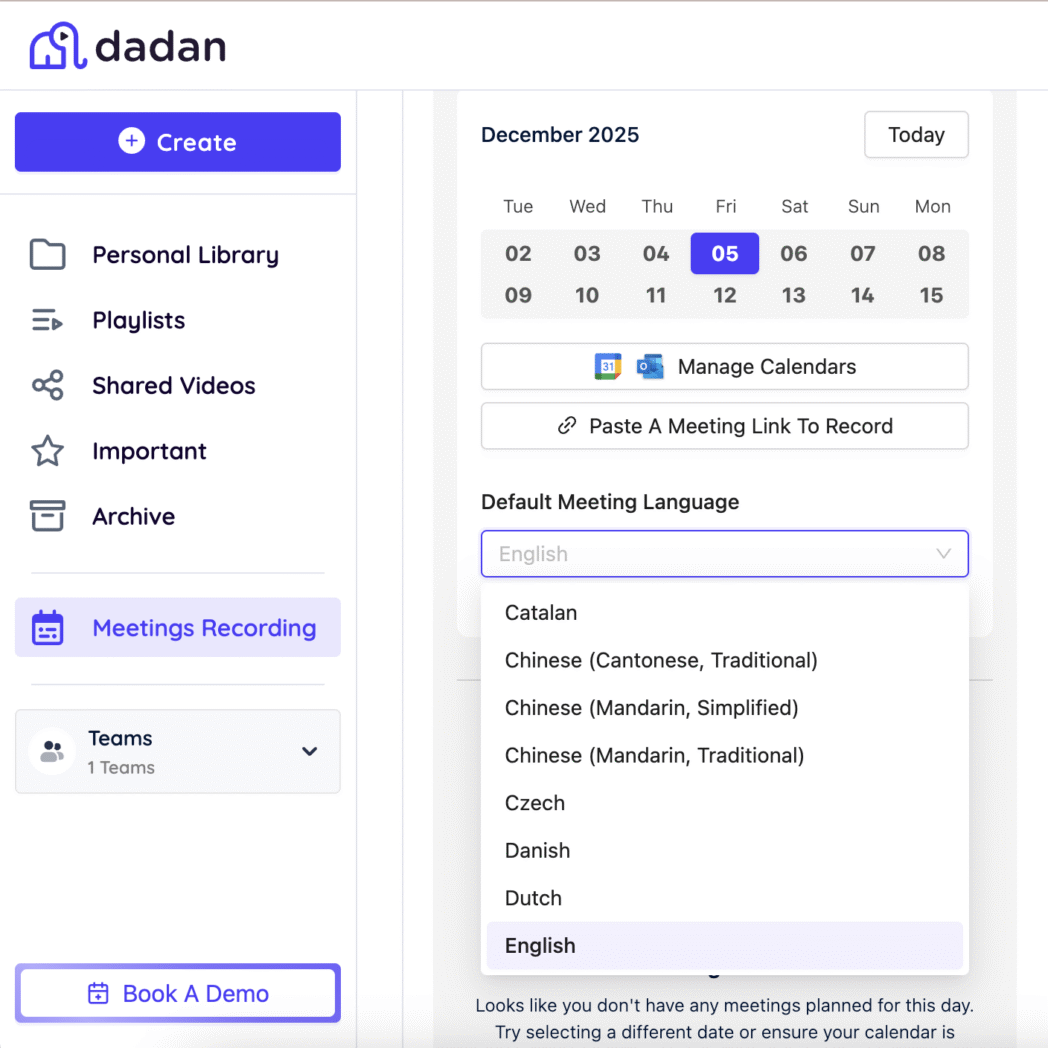 Choose meeting language Choose meeting language