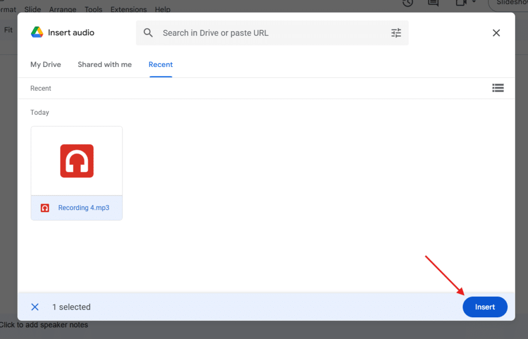 choose the file from Google Drive