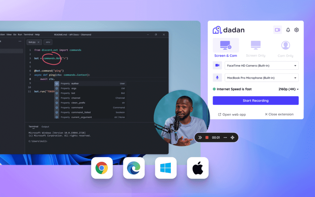 dadan screen recorder for gamers, 