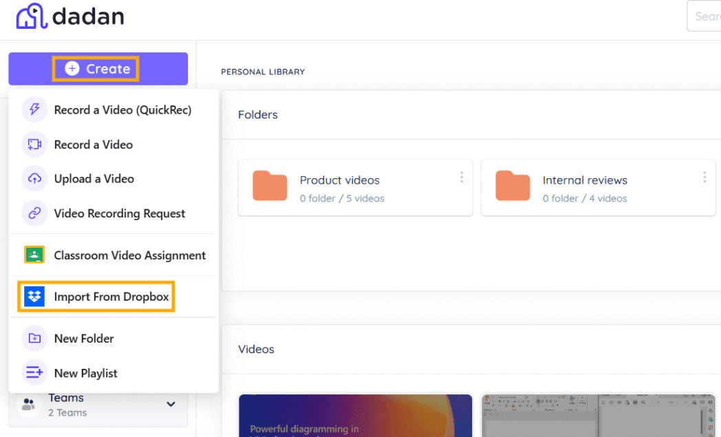 image12 import dropbox video to dadan