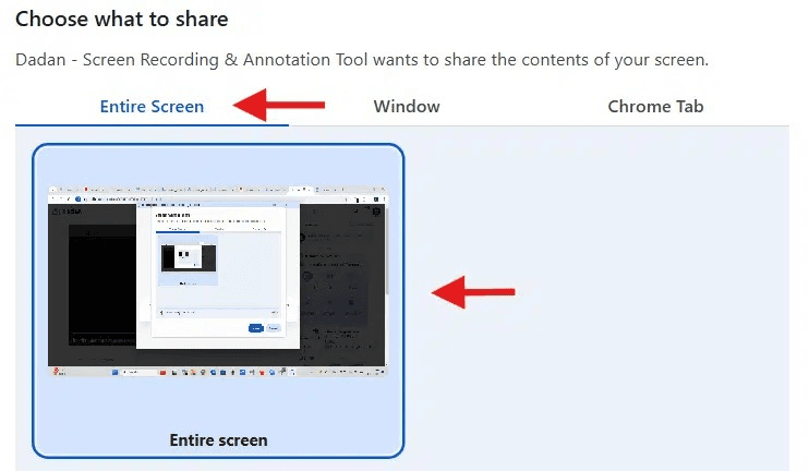 select window to share