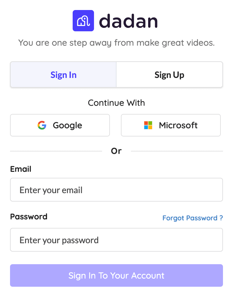sign up dadan