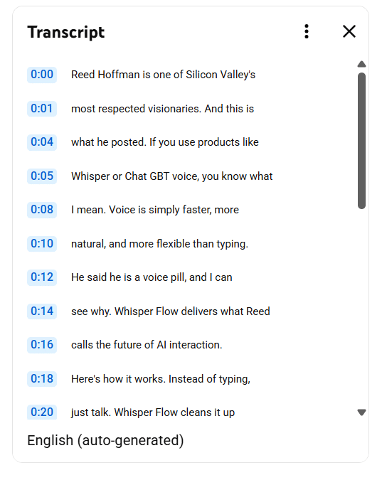 transcript panel